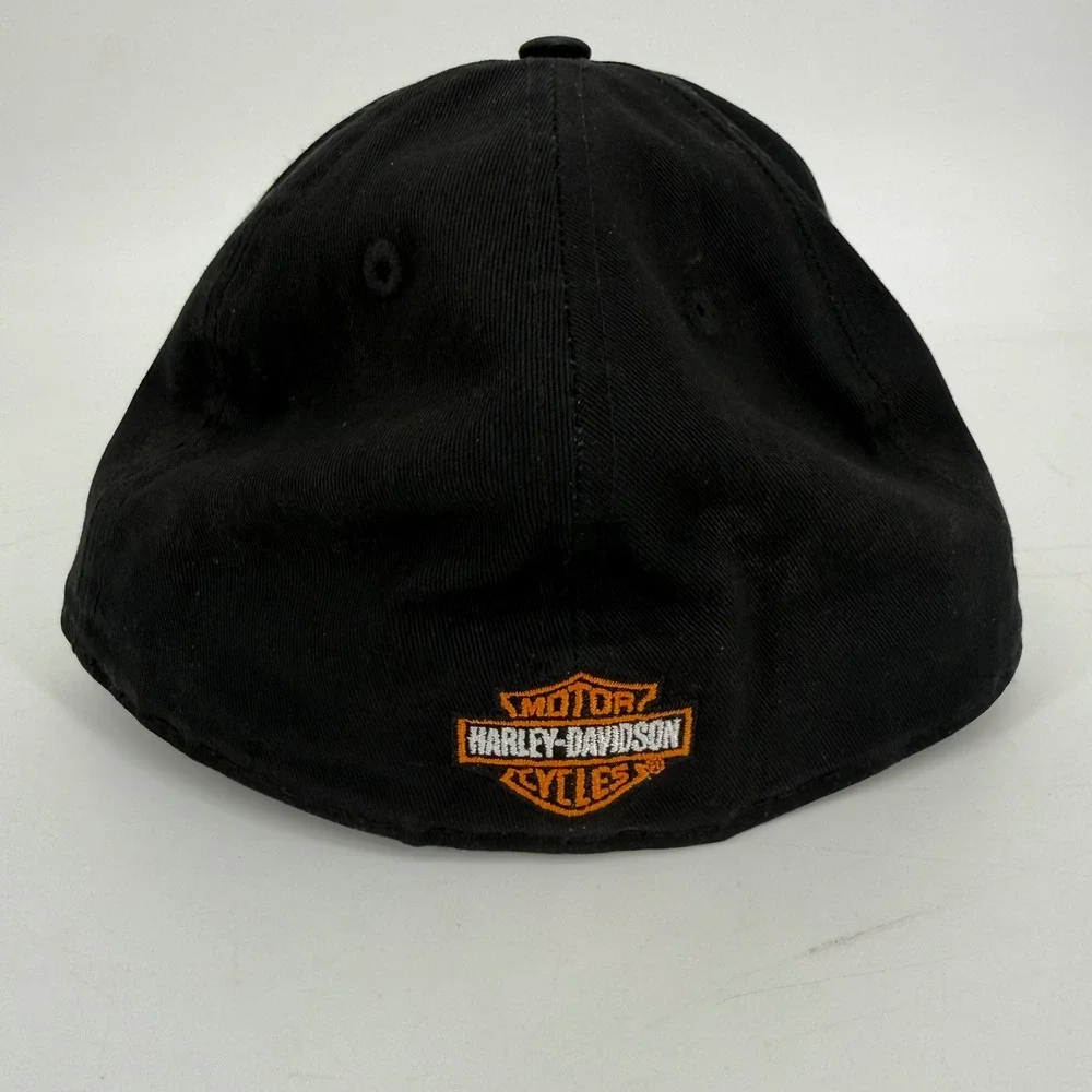 Harley-Davidson New Era 59FIFTY Fitted Hat Black Orange Size 7 3/8 Biker Cap